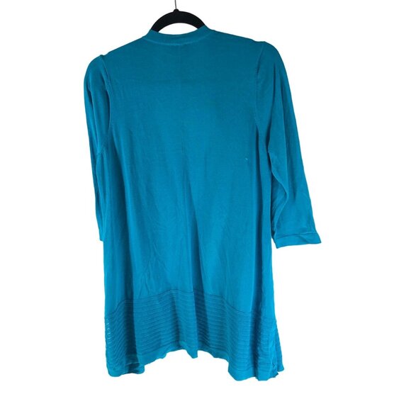 Chicos Turquoise Open Front Stitch-Detail Cardigan 3/4 Sleeve Size 0 (US Size S) - Picture 2 of 6